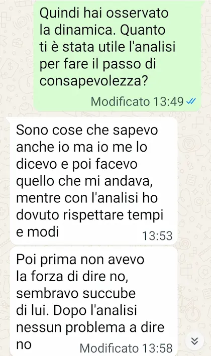 Conversazione WhatsApp dopo l'analisi